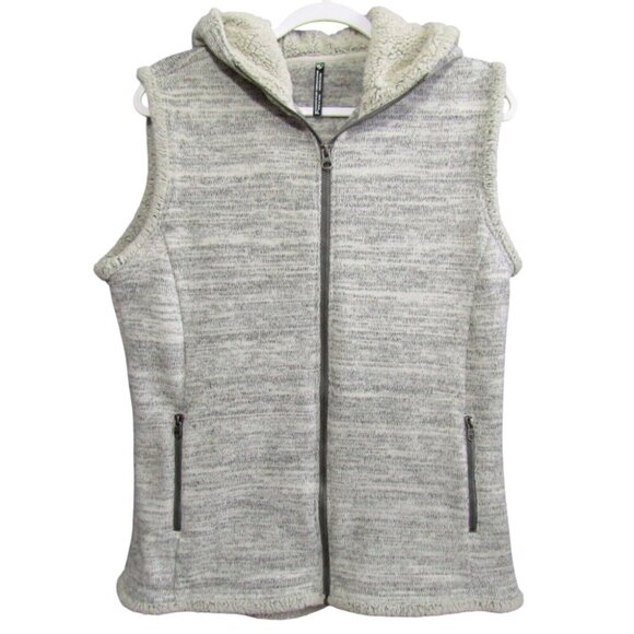 Kuhl Jackets & Blazers - Kuhl Alaska Vest Fleece Sherpa Hooded Gray Cream Womens Size XL Full Zip Pockets
